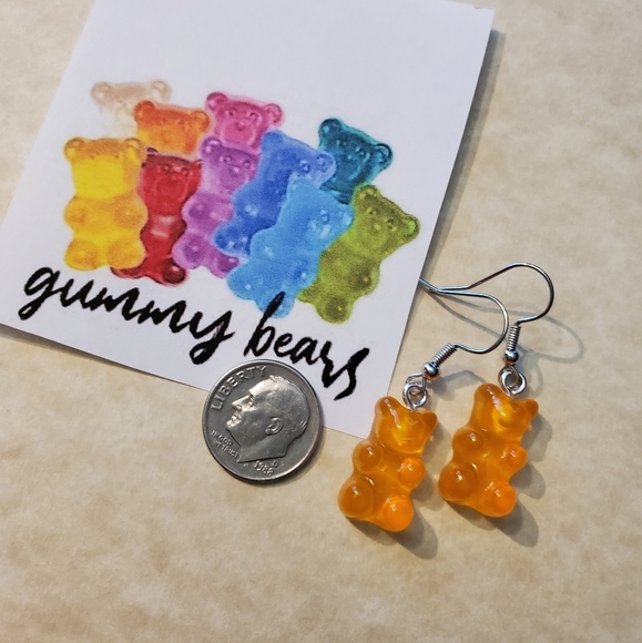 Orange Gummy Bear Earrings - Picture 3 of 7